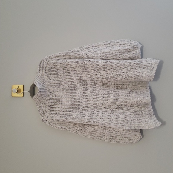 Pilcro Anthropologie Mock Neck Sweater Women Medium Cream Gray Chunky Oversized - Picture 6 of 13